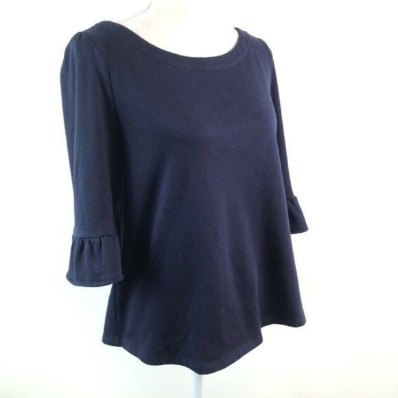 ModCloth- Jewel Neck 3/4 Ruffle Hem Top - Picture 4 of 9